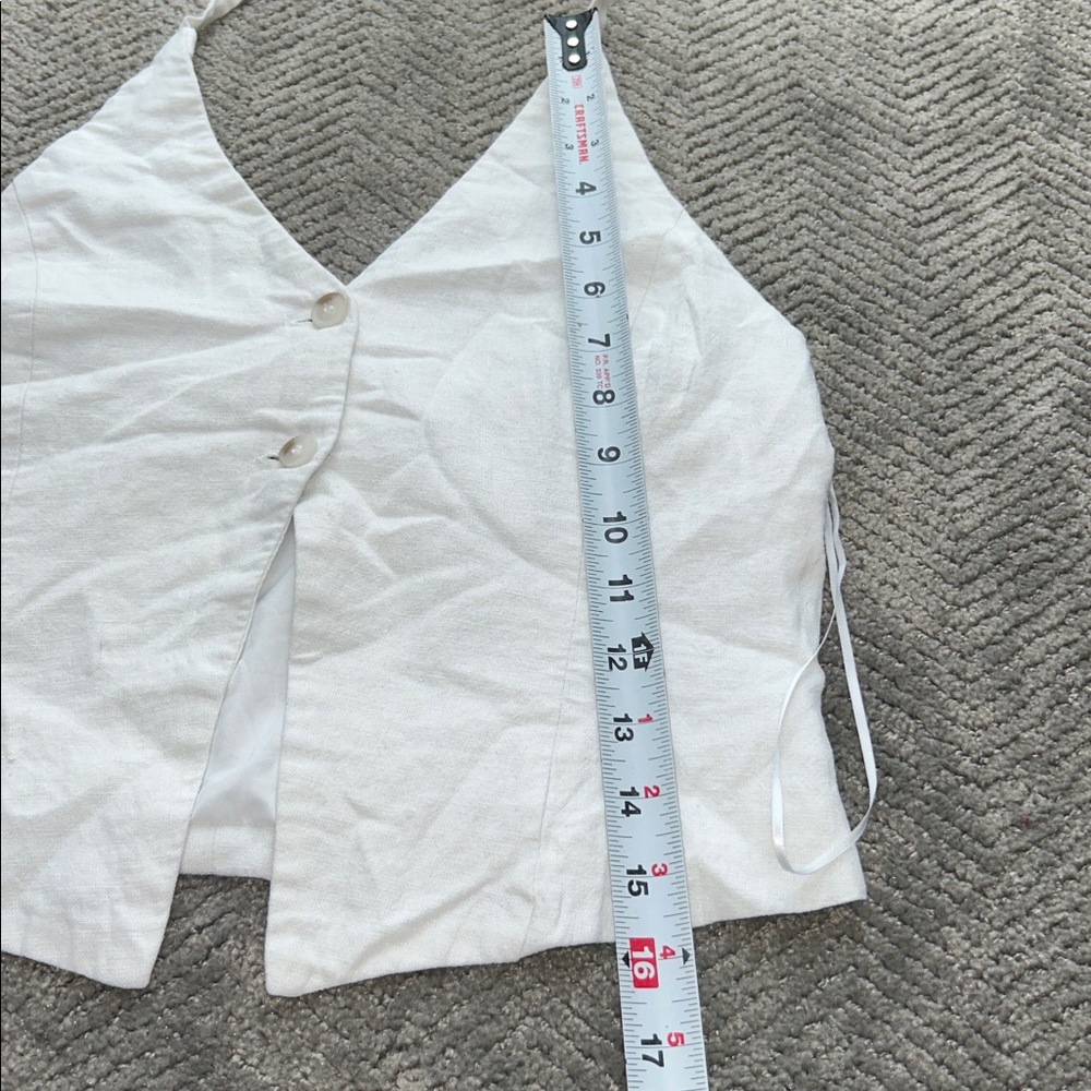 Bershka women’s Linen Blend Halter Crop Top Button Front White Size M - Picture 8 of 8